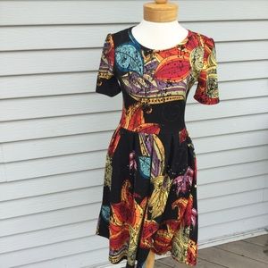 LuLaRoe Amelia Dress sz S Black Paisley